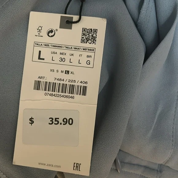 NWOT Zara Dusty Blue High Waisted Shorts Size Large - Picture 7 of 10